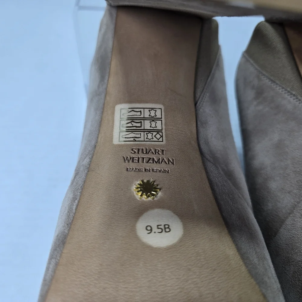 Stuart Weitzman Skyhigh 145mm Natural Tan Slide Platform Mules Size 9 1/2 M